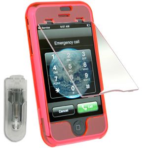Apple iPhone Snap-On Protector Case w/Screen Shield (Trans. Pink)
