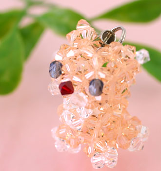 Swarovski Beads Animal Hand-Made Phone Strap Kitten Topaz